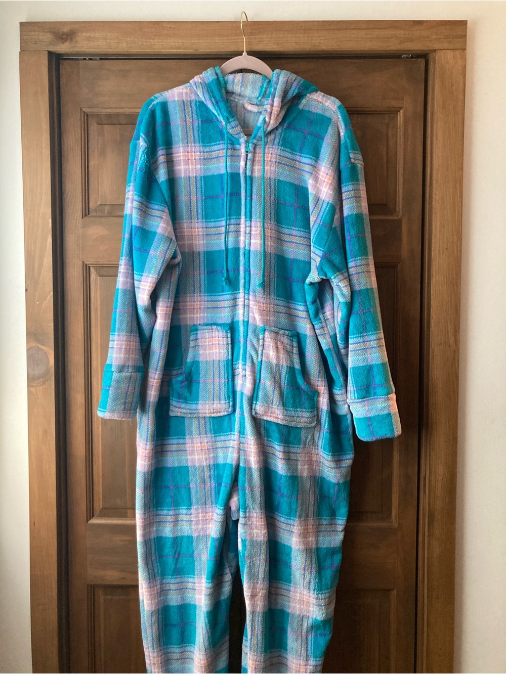 Alexander Del Rossa Plaid Plush Fleece Zip-up Onesie (Adult)